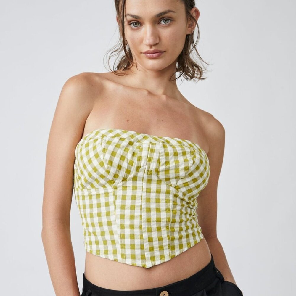 Free People Leilani Gingham Tube Top L
